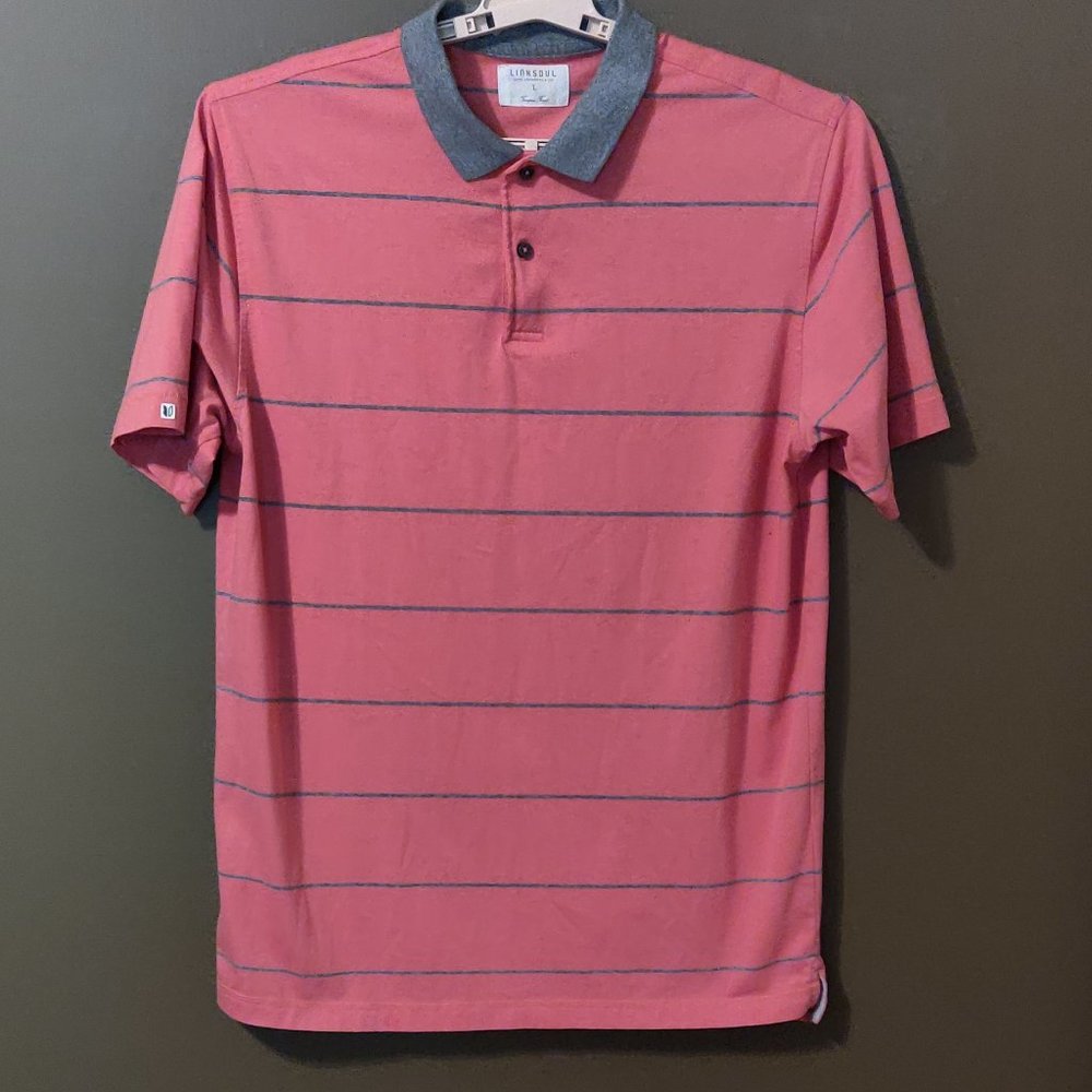 Linksoul Salmon and Grey Golf Polo SIZE LARGE